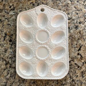 VTG Decorative Hanging White Deviled Egg Platter or Tray French Style